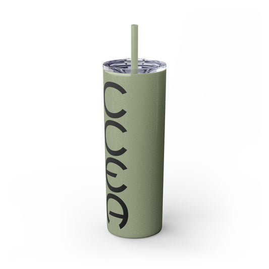 DRINKWARE- CCEA Skinny Tumbler with Straw, 20oz. Available in Colors - Glitter Blush, Dusty Rose, and Seascape .