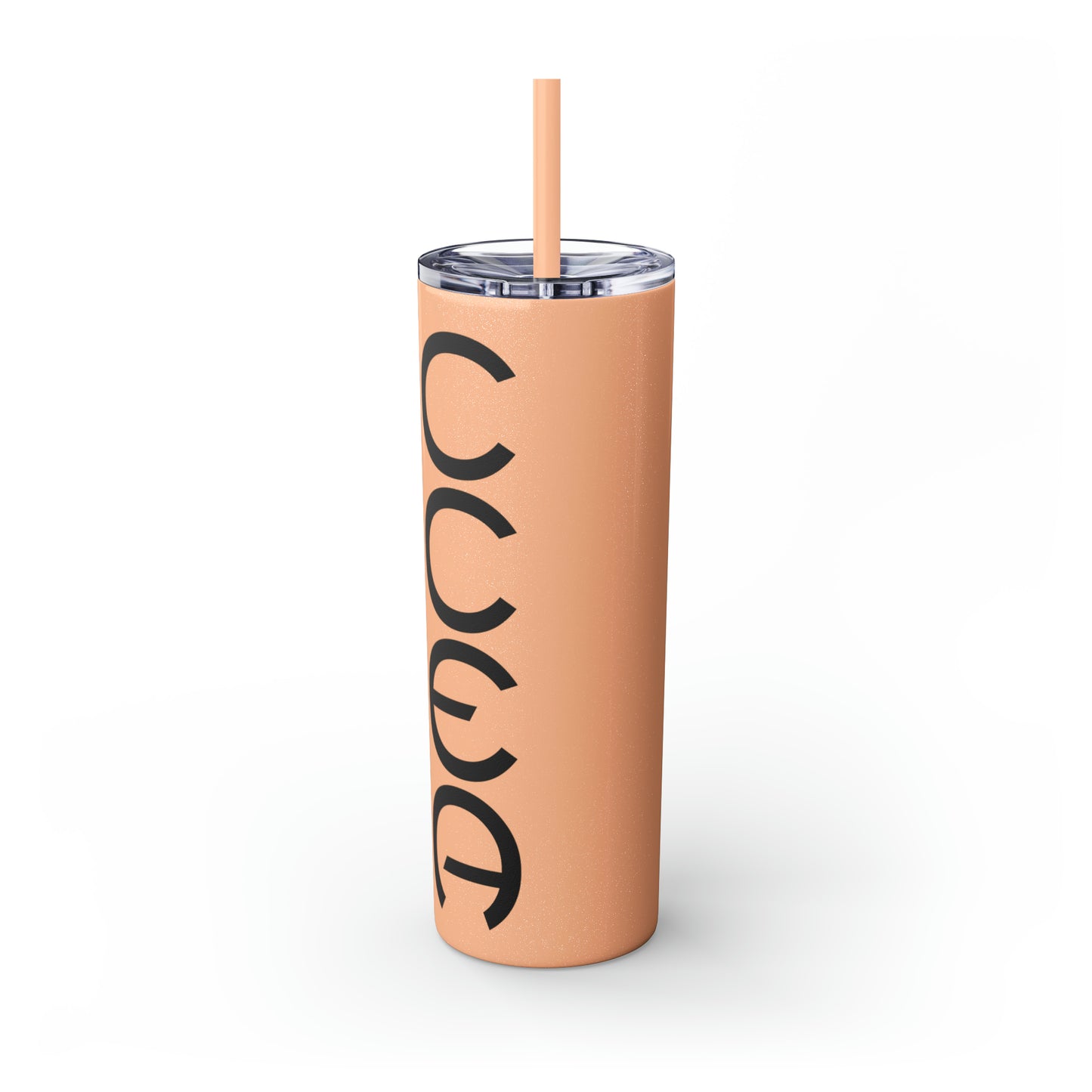 DRINKWARE- CCEA Skinny Tumbler with Straw, 20oz. Available in Colors - Glitter Blush, Dusty Rose, and Seascape .