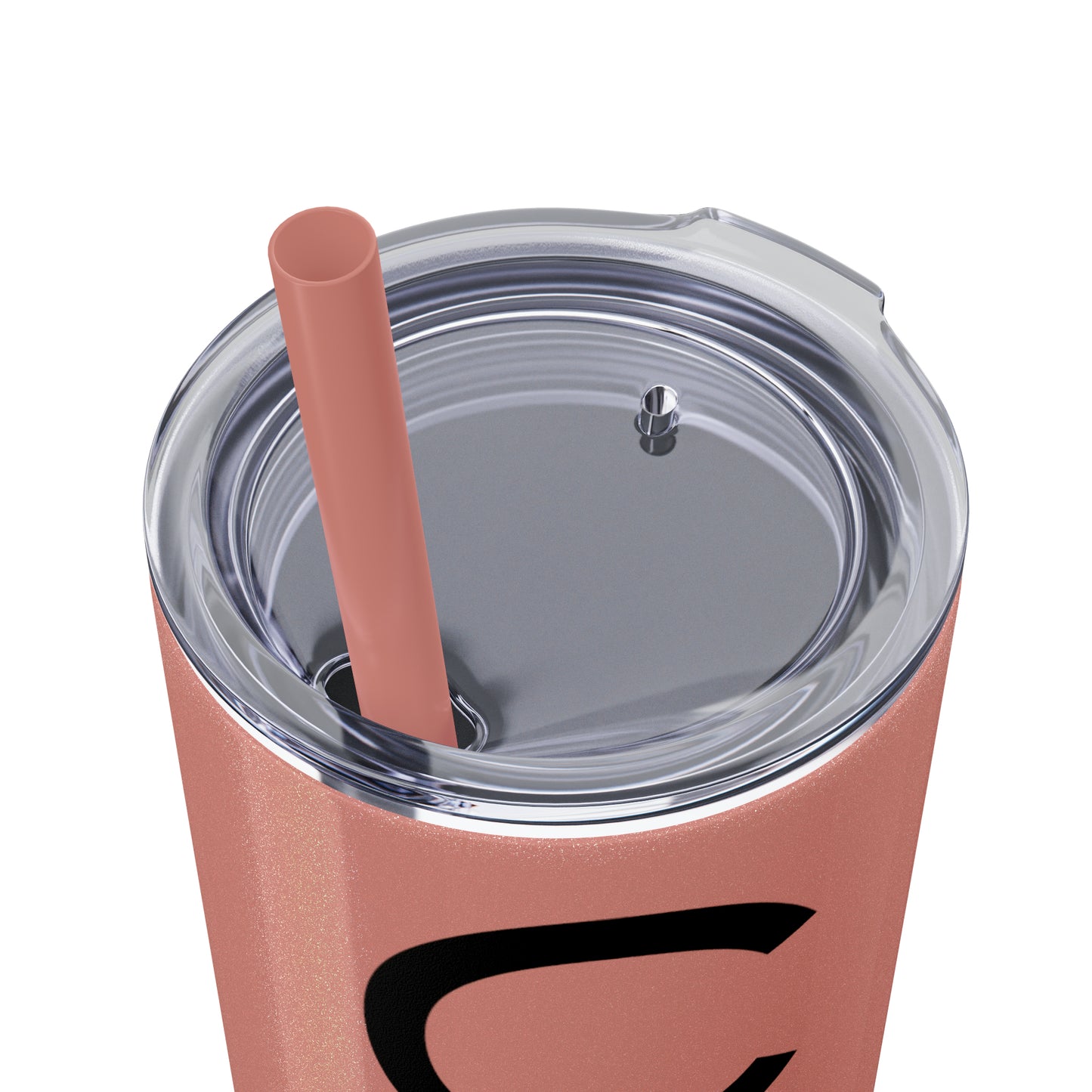 DRINKWARE- CCEA Skinny Tumbler with Straw, 20oz. Available in Colors - Glitter Blush, Dusty Rose, and Seascape .