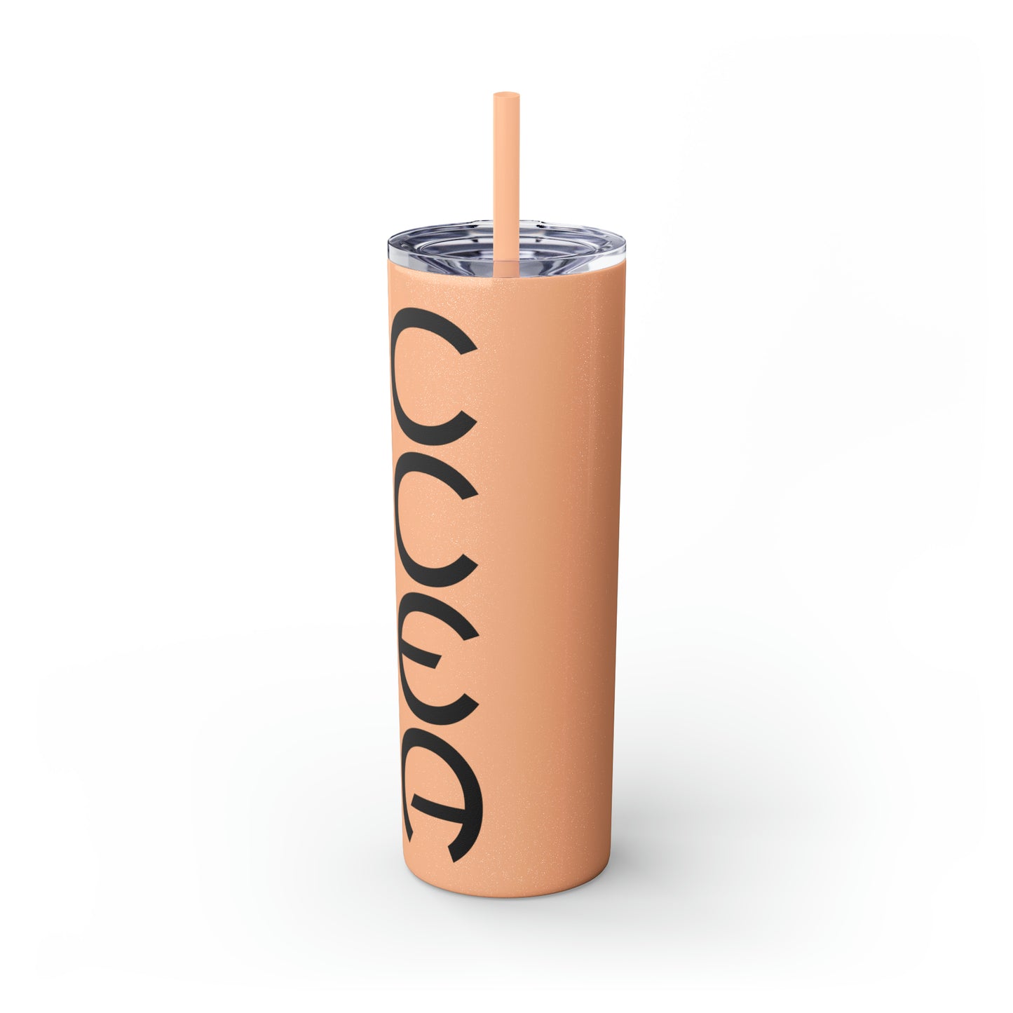 DRINKWARE- CCEA Skinny Tumbler with Straw, 20oz. Available in Colors - Glitter Blush, Dusty Rose, and Seascape .