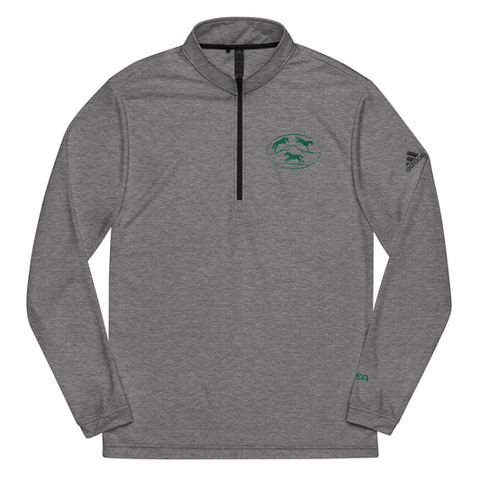 PULLOVERS & SWEATSHIRTS- CCEA Embroidered Logo and Lettering (Green) on Sleeve Quarter zip pullover. Available in Navy, Black, and Black Heather.